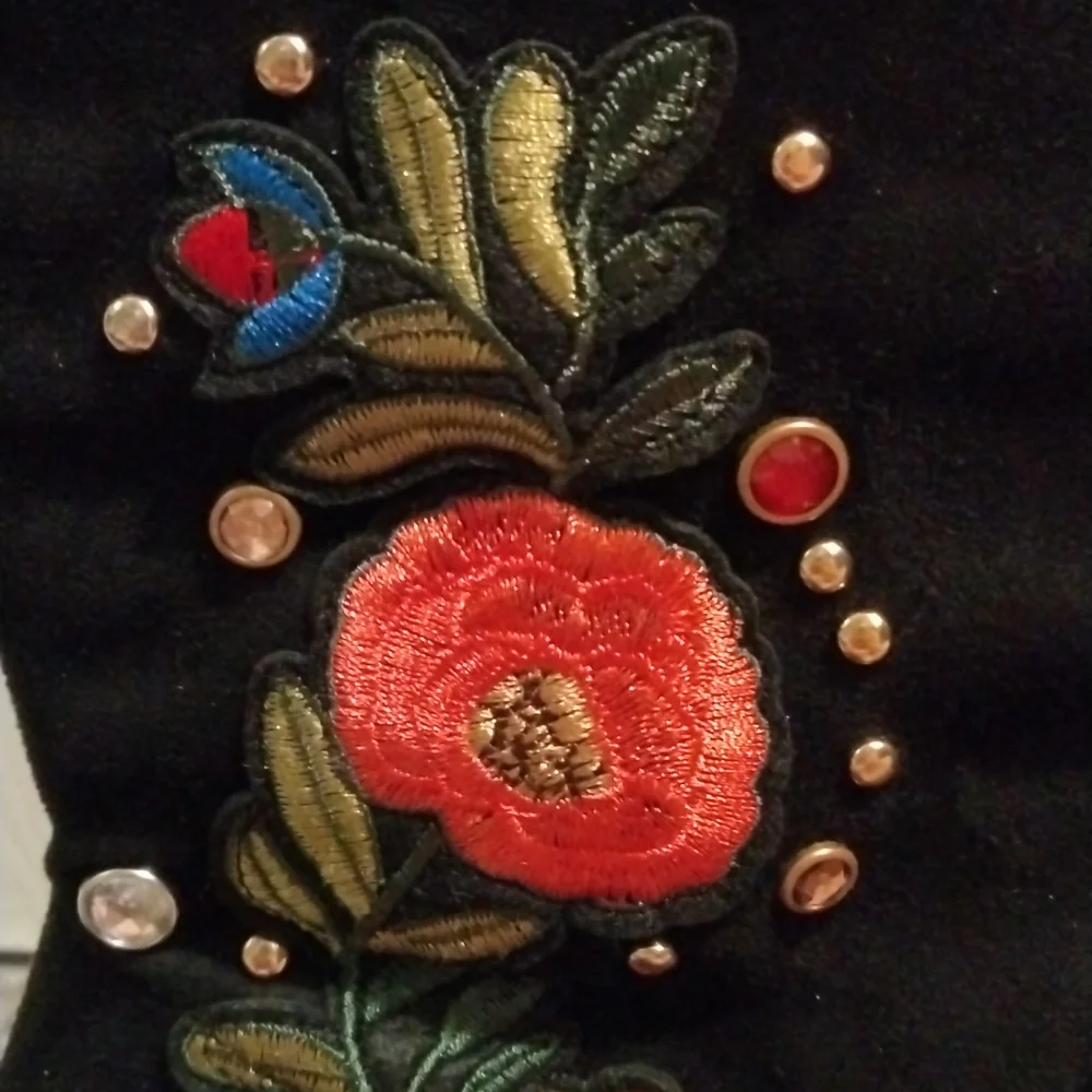 NIB MIDWAY LENGTH FAUX SUEDE BOOTS WITH EMBROIDERY IN BLACK SZ 39, 40 - Picture 6 of 10